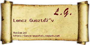 Lencz Gusztáv névjegykártya